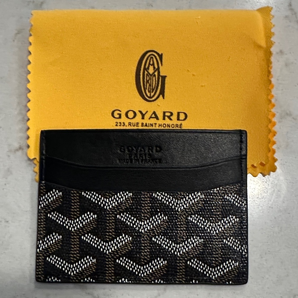 Black & Brown Card Case with Signature Chevron Pattern